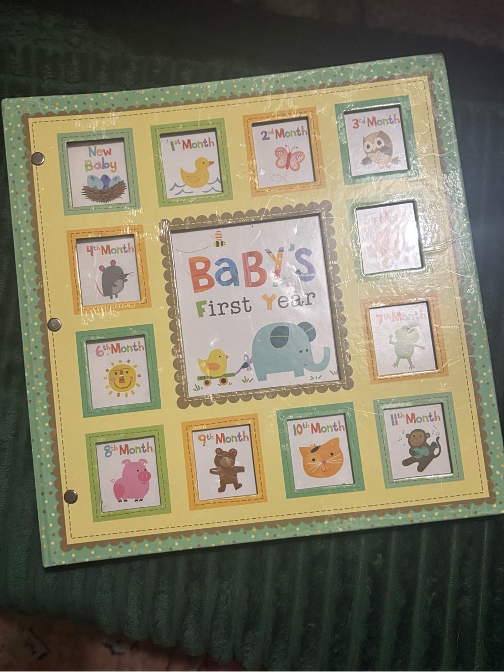 Baby's First Year Photo Frame Album - Green Yellow